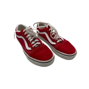 Vans Red White Old Skool Lace Up Skate Sneakers Size M 5.5 W 7.0